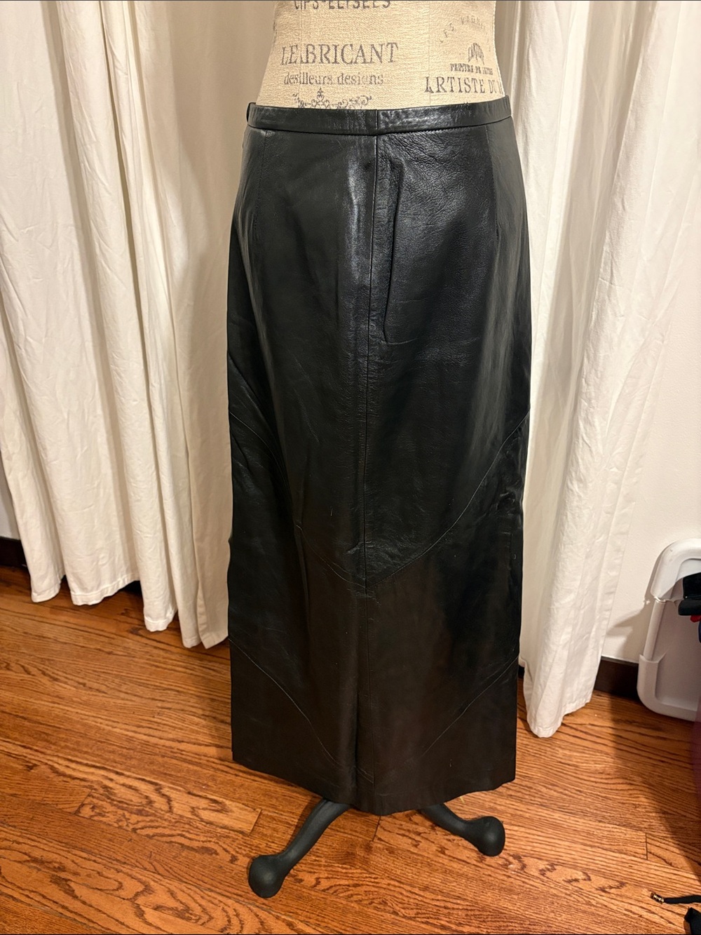 VINTAGE 80’s Leather MAXI Skirt BUTTERY SOFT Black Harold’s Size 10